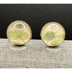 Vtg 4 Leaf Clover Lucky Cuff Links